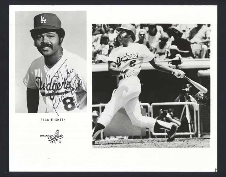 REGGIE SMITH 1976 Los Angeles Dodgers SIGNED Photo Team Issued 