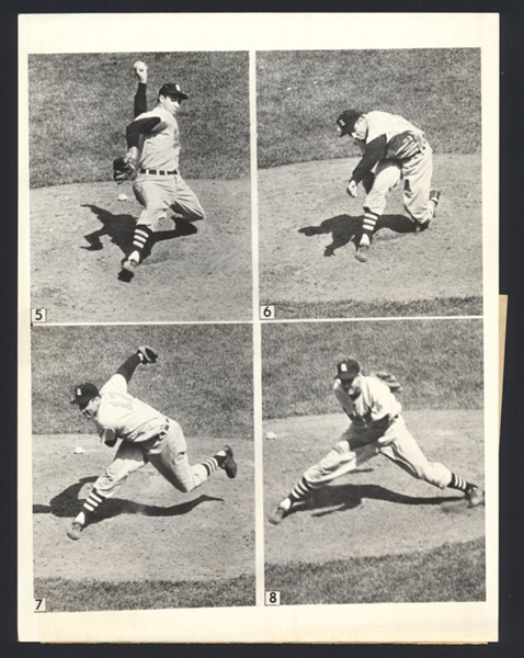 Lot of (2) 1956 Cardinals VINEGAR BEND MIZELL Pitching Sequence Original Photos