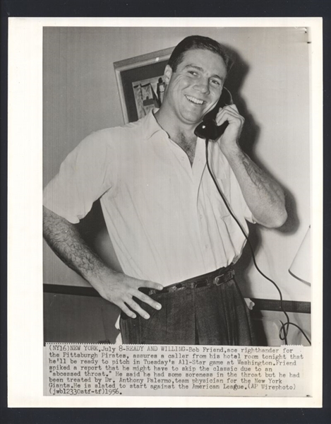 Lot of (2) 1956-60 Pirates BOB FRIEND & BOB SKINNER WIVES News Wire Photos