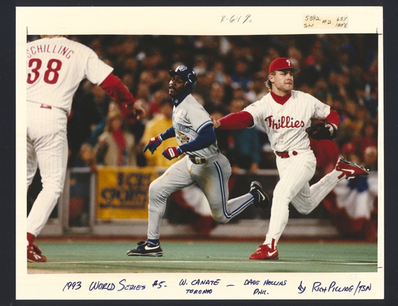1993 World Series CURT SCHILLING, DAVE HOLLINS & WILLIE CANATE Original Photo