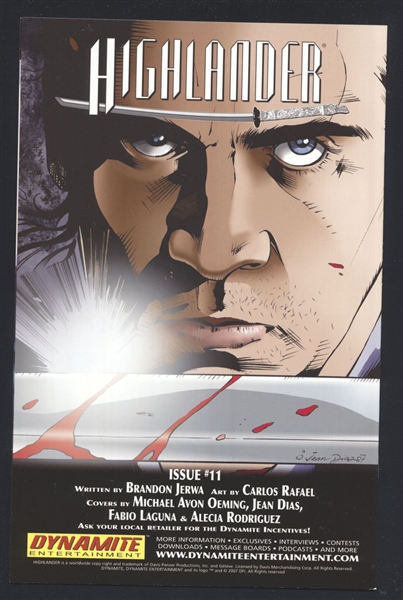 Highlander #10/D NM Alecia Rodriguez Variant 2006 Dynamite Comic Book