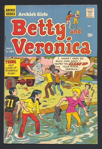 Archie's Girls Betty & Veronica #187 VG River Clean Up 1971 Archie Comic Book