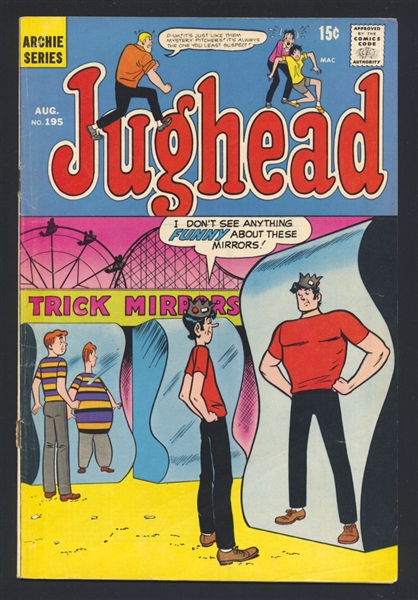 Jughead #195 VG Funhouse Mirror Cover 1971 Archie Comic Book