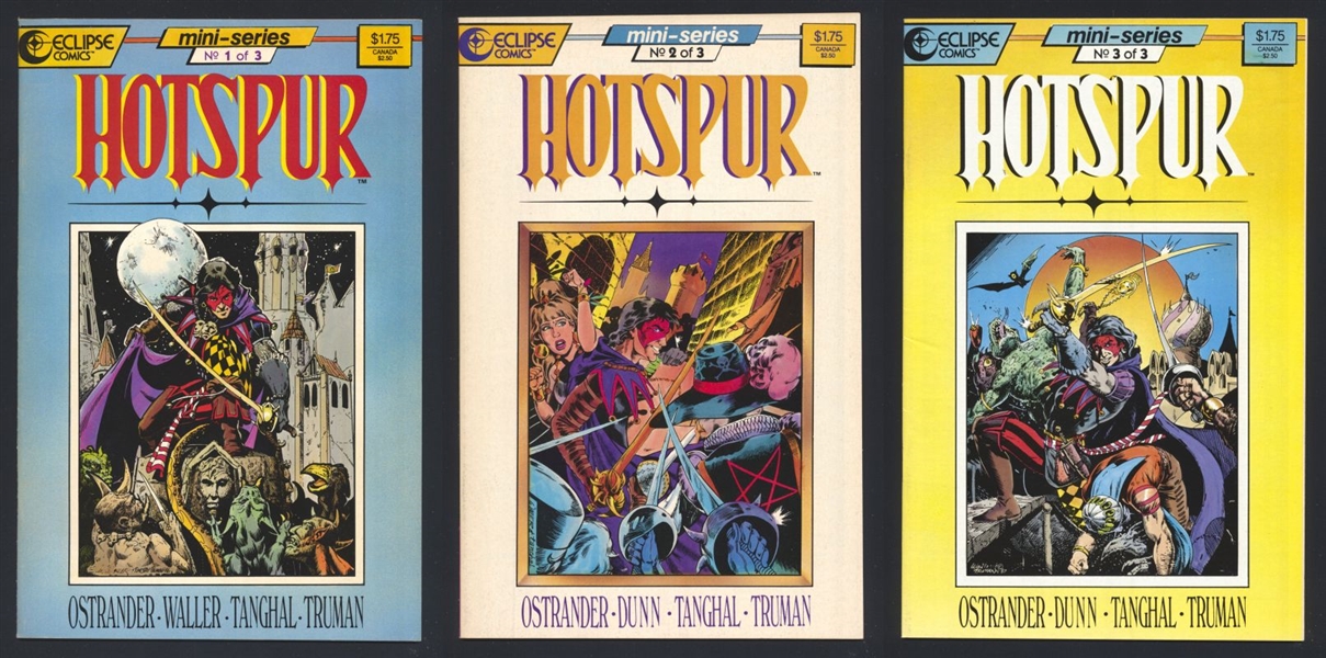 Hotspur SET #1-3 VF/NM Karl Waller 1987 Eclipse Comic Book
