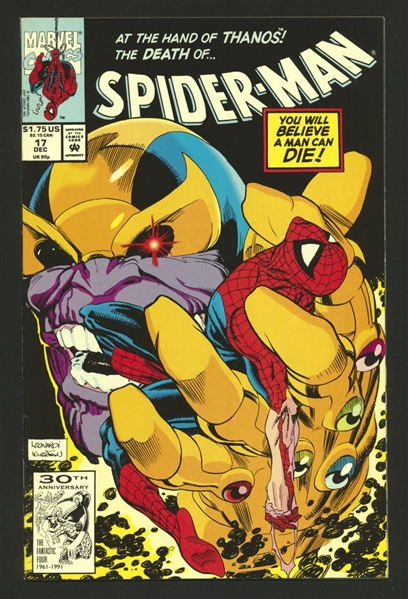 Spider-Man #17 VF vs Thanos 1991 Marvel Comic Book