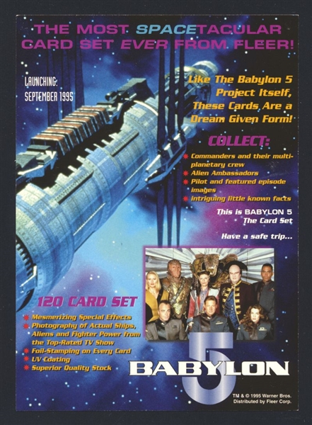 1995 Fleer Ultra BABYLON 5 Promo Card Uncut Sheet Panel
